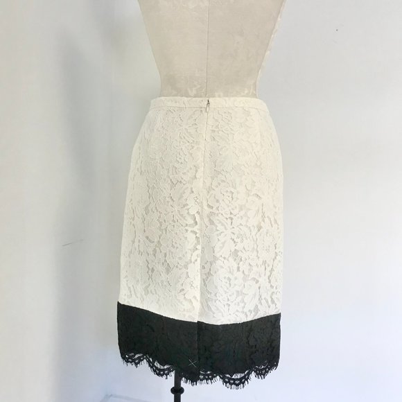 J Crew S Colorblock Lace Pencil Skirt White Black - Picture 6 of 16